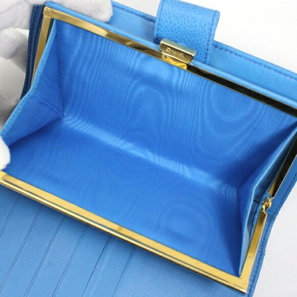CHANEL Blue Caviar Leather Logo Wallet - Picture 8 of 12